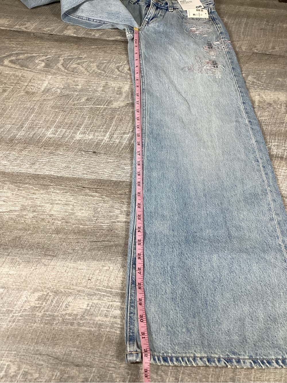 Aéropostale Y2K Ultra Wide Leg Jeans Size 0 Low Rise Floral Embroidered NWT - Picture 3 of 10